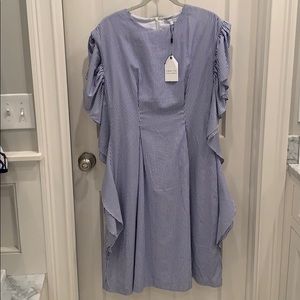 English Factory Striped Ruffle Dress Large NWT